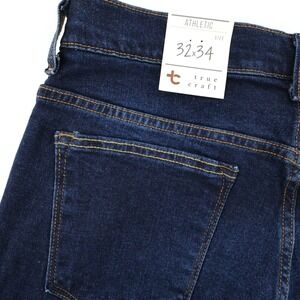 NEW True Craft Men Athletic Jeans Dark Wash Size 32x34 Straight Leg Cotton Blend